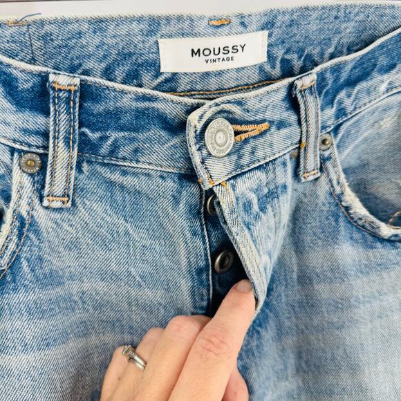 Moussy Vintage Distressed Ripped Skinny Jeans 100% Cotton Size 26 Light Wash - Picture 3 of 9